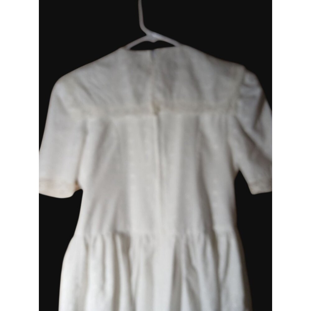 Vintage Britland Girls White Eyelet Lace Dress V Neck Size 14 Prairie Cottage - Picture 7 of 16